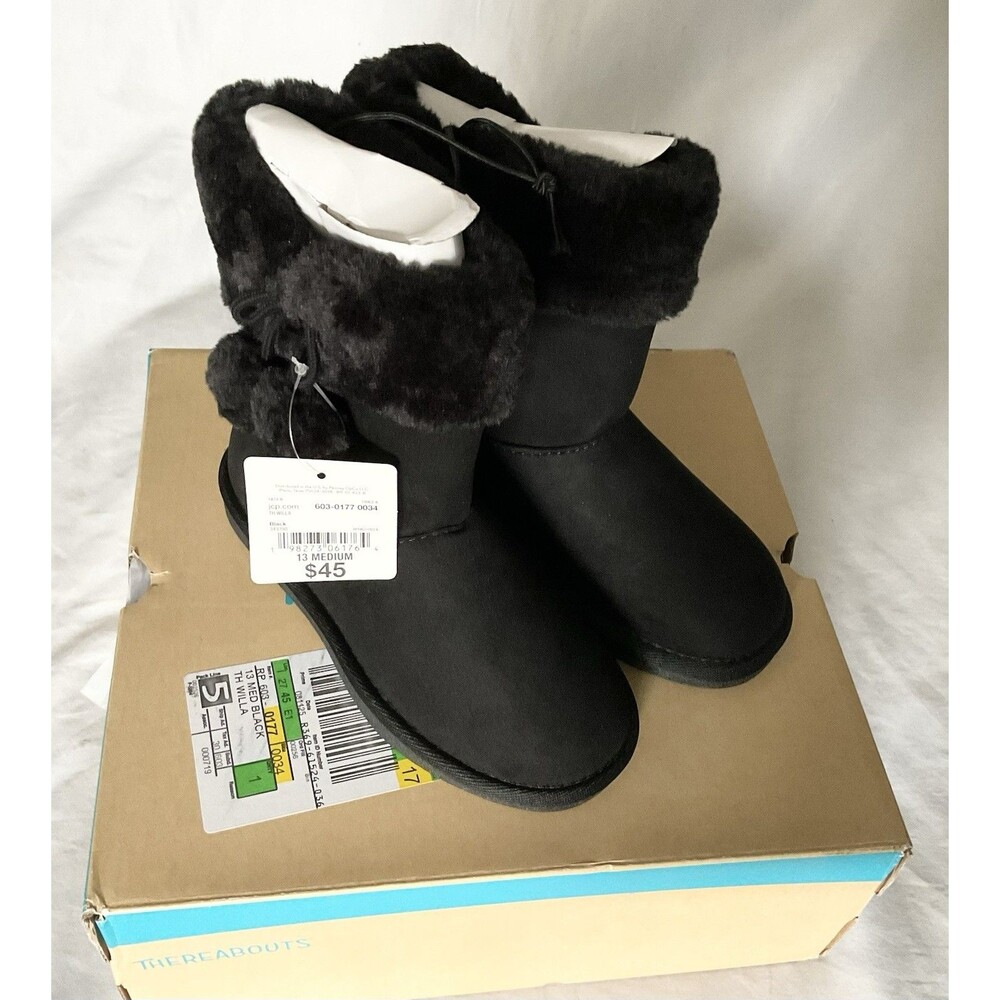 Girls Black Faux-Fur Winter Boots - Unbranded